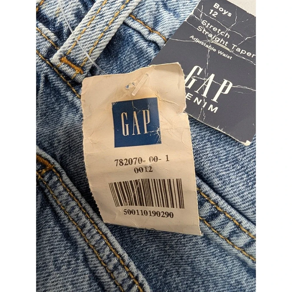 Gap Kids Boys Denim Jeans Blue Stretch Straight Taper Adjustable Waist Sz 12 NWT